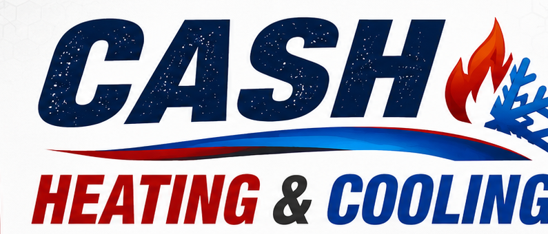 CASH Heating & Cooling flame and snowflake logo